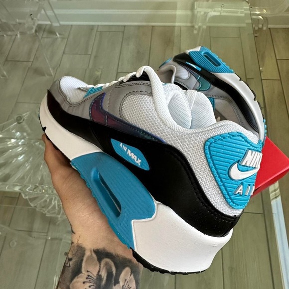 NEW NIKE AIR MAX 90 WHITE BLUE - Picture 3 of 4